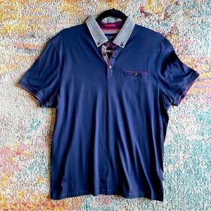 Ted Baker Navy Polo Shirt Size 4 (Large)